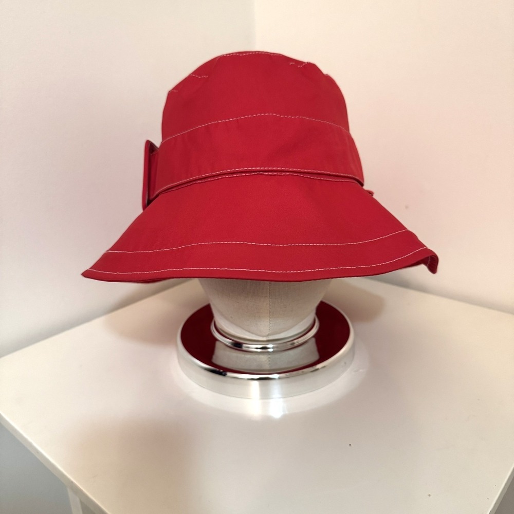 Totes Red Bucket Rain Hat, One Size, Buckle Wide Brim Lightweight Packable